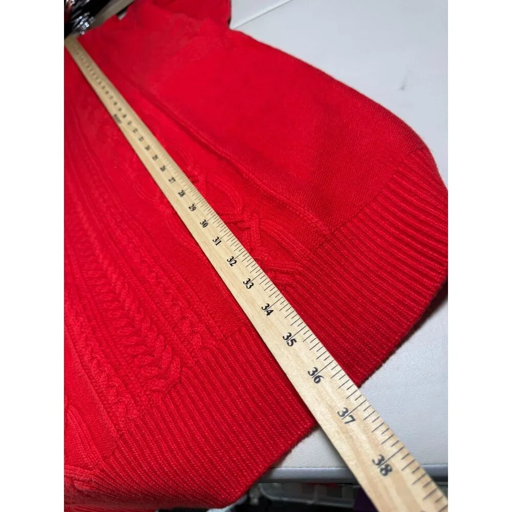 NEW J.Crew Red Cable Knit Turtleneck Sweater Dress Size Large Wool Blend Holiday